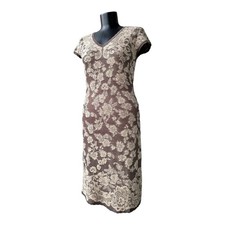 Peruvian Connection Kleid Kurzarm Beige Blumenmuster Pima Baumwolle Größe XS-S