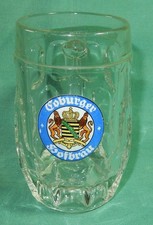 Altes Bierglas Glas Coburger Hofbräu Coburg emailliert, Bier Brauerei um 1930