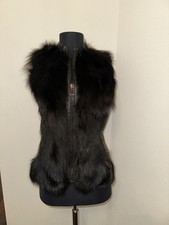 GIORGIO & MARIO Weste Jacke Gilet Jacke schwarz Fell echtes Leder Fuchs 36 NEU