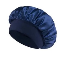 1 x Bonnet Blau Schlafmütze schlafhaube Satin  1 Stück Haube  zum schlafen  