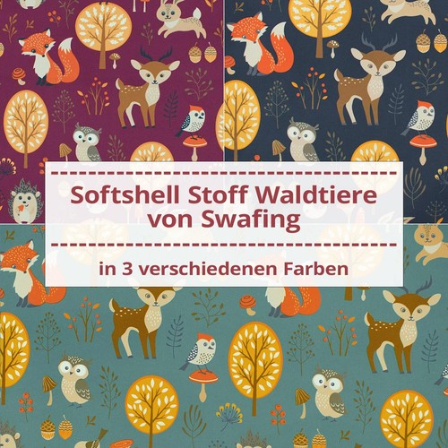 Softshell stoff waldtiere - stoff,