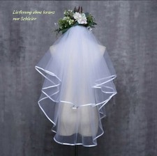 Schleier elfenbein weiß mit Kamm und Satinbandeinfassung Cape Stola