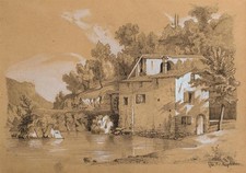 Landschaft mit Wassermühle