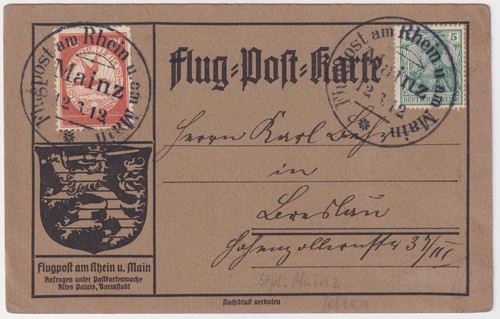 Flugpostkarte rhein main - flugpostkarte,