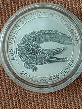 Australien 1$ 2014 Salzwasserkrokodil 1 Oz Silber .999