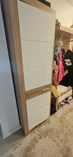 garderoben set flur weiss hochglanz und Holz