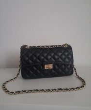 Leder  Stepptasche  schwarz