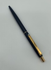 Montblanc Slimline Noblesse Edelstahl Blau Gold Kugelschreiber Rollerball 1980