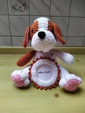  Hund gehäkelt mit Schild NEU