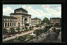 Mannheim a. Rh., Straßenbahn am Bahnhofplatz, Ansichtskarte 