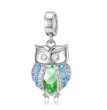 Charm Dangle 925 Silber Eule Steinchen - Anhänger passt  für Pandora Armband