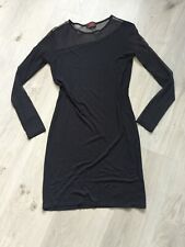 Spiral Kleid mit Mesheinsätzen Schwarz Gr.L Langarm Gothic Punk Lolita Netz Gogo