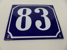Email Hausnummer Schild Nr. 83 Emailschild gewölbt geprägt 12 x 10 cm in blau