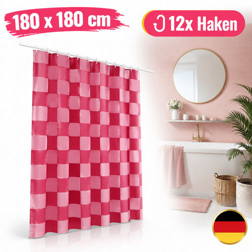 Duschvorhang kariert rosa - kariert,