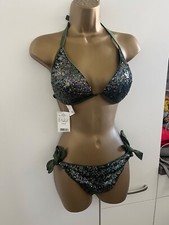 Neu Calzedonia Bikini Pailetten Grün Grosse 4 75D 80C M