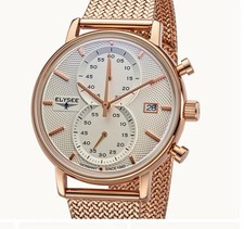 Elysee Minos Chronograph Herrenuhr 42 mm, 5 Atm, Edelstahl IP Roségold, Neu