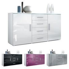 Sideboard Kommode Highboard Anrichte Faro V1 Weiß matt - Hochglanz