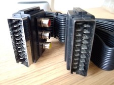 Super High-End SCARTKABEL 150cm 2 Stecker Flachkabel + 3x Cinchbuchse Aud.+Video