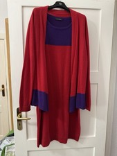 Mark Adam Kaschmir Elegantes Ärmelloses Kleid und Cardigan Gr.44 rot/violett