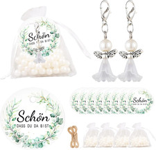 93er Set Dankeschön Geschenke Klein - Engel Schlüsselanhänger mit Organza