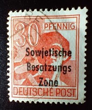 Briefmarke  Sowjetische Besatzungszone 30 Pfennig gestempelt,  Deutsche Post 