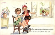 Künstler Ak Janser, Dans la maison que l'ennui habite, strickendes... - 3316029