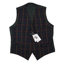 DAKS LONDON Vintage Gilet Waistcoat Gr 54 ca 58,5cm Wolle Wendbar Plaid Gelb Cla
