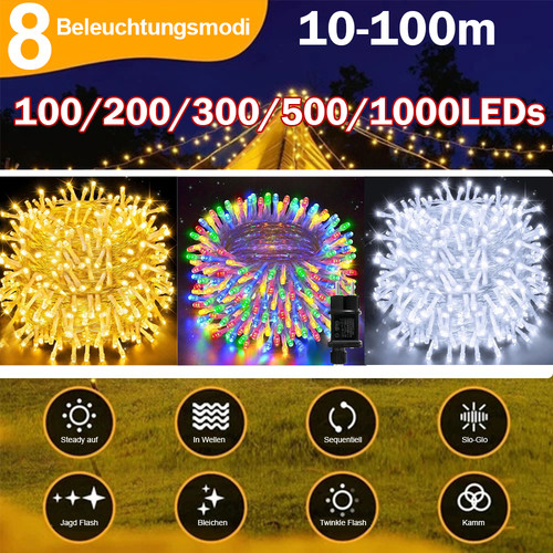100m led lichterkette strom - led,