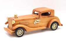 Holzauto Oldtimer Holzfahrzeug Büro Deko Flaschenhalter 36 cm lang Vintage