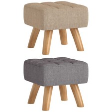 Fußhocker Hocker Moderner Sitzhocker mit Leinenoptik, Holzbeine