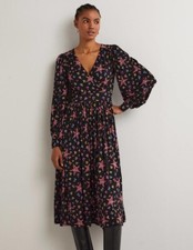 Boden - Fixed Wrap Jersey Midi Dress - Kleid Taschen Muster NEU - UK 10 EU 38