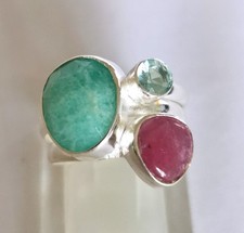 Ring mit Amazonit, Blautopas +