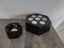 2 x Teelichthalter schwarz, PartyLite, 1 x groß für 7 Kerzen, 1 x klein 