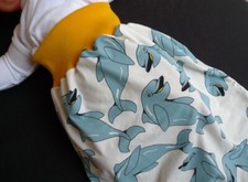 Baby Sommer Schlafsack Pucksack Delfine 95% Baumwolle 5% Elasthan rosa blau  B05