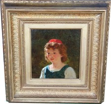 Bosch Ernst 1834-1917 Düsseldorf Märchen Rotkäppchen Mädchen rote Kappe Krefeld