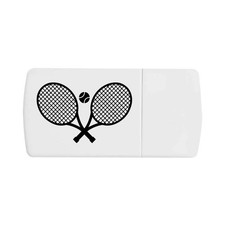 Pillendose "Tennisschläger und Ball" mit Tablettenteiler (PI00027115)