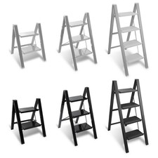 Trittleiter Klappbar Aluminium Klapptrittleiter Belastbar bis 150kg Schwarz/weiß