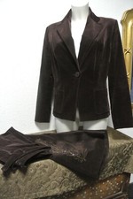 Ausgefallener Hosenanzug Cord braun Strass ausgestelltes Bein topmodisch 38/40