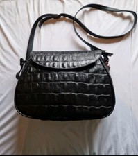 Tasche Kroko Schwarz Echtleder