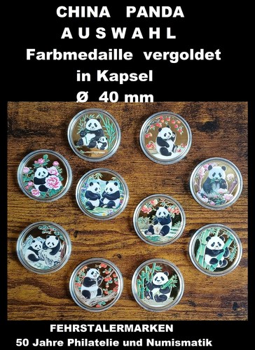 Panda china medaille farbig - china,