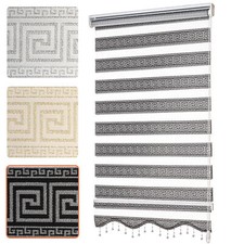 Doppelrollo Klemmfix ohne Bohren Fensterrollo Zebrarollo Mäander Ornament Muster