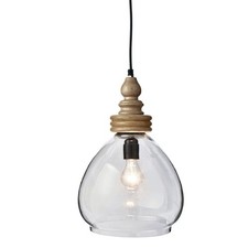 Pendelleuchte 1-flg. Deckenlampe Holtz naturfarben/ Glas