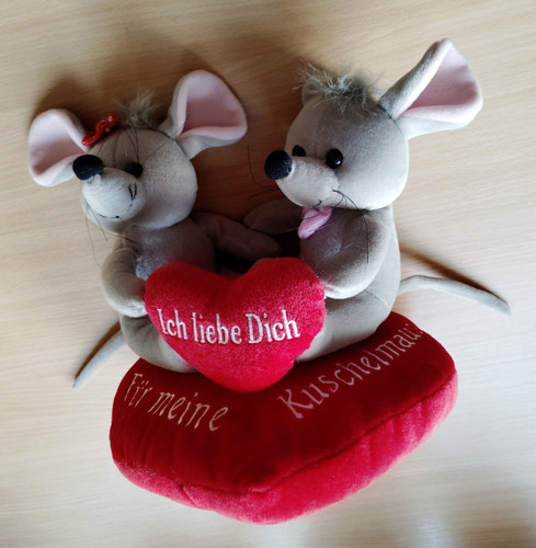 Süßes mäuse paar auf rotem - auf,