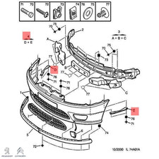 Original PEUGEOT 7414J5 Halterungen, Stoßstange vorne 406 Coupe (8C) Neu