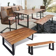 Esstisch Sitzbank Akazienholz Massiv Küchentisch Esszimmertisch Industrial Tisch