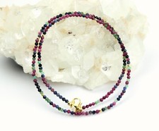 Rubin Saphir Smaragd Kette feingeschliffen Rot Blau Grün facettiert Collier 45cm