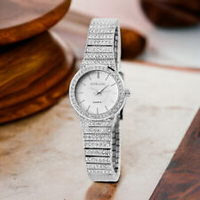 Excellanc Damen Uhr Frauen Ø26mm small Metallband Strass silber rose Gliederband