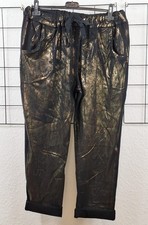 Schwarze damenhose goldprint - schwarze,