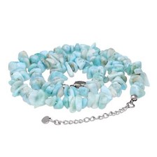Larimar Atlantisstein Splitterkette mit Verschluss Edelstein Heilstein 45 cm