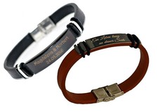 ID Leder Armband mit schwarzer